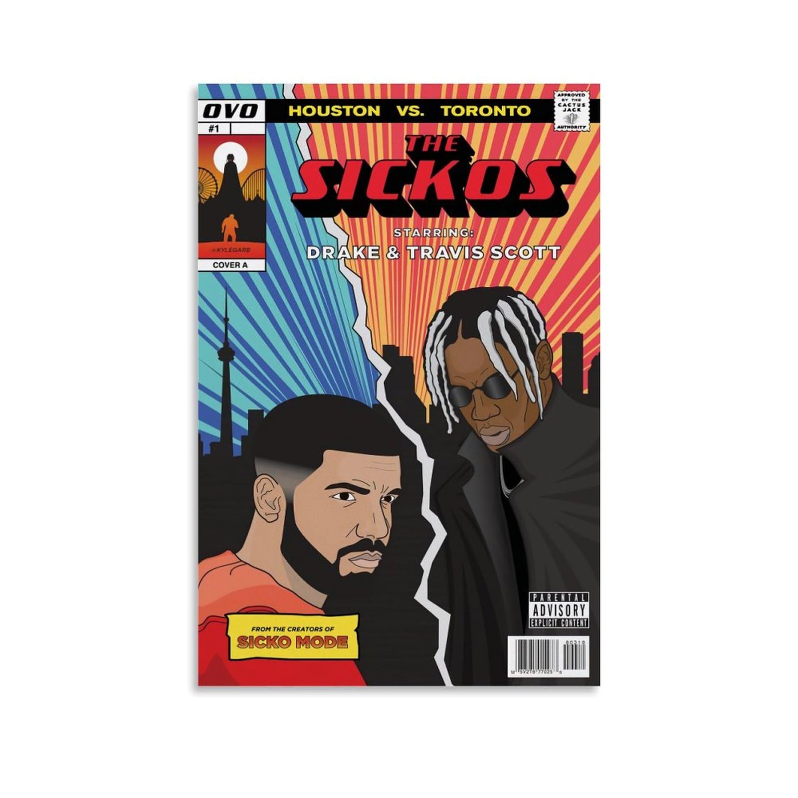 Drake Travis Scott Poster The Sickos Music Comic Posters for Room